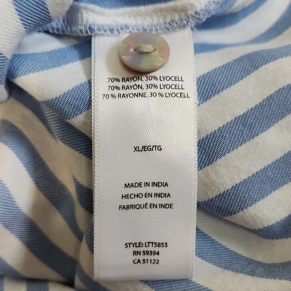 beachlunchlounge Blue and White Striped Button‎ Down Shirt Size XL Beach Boxy - Picture 8 of 10